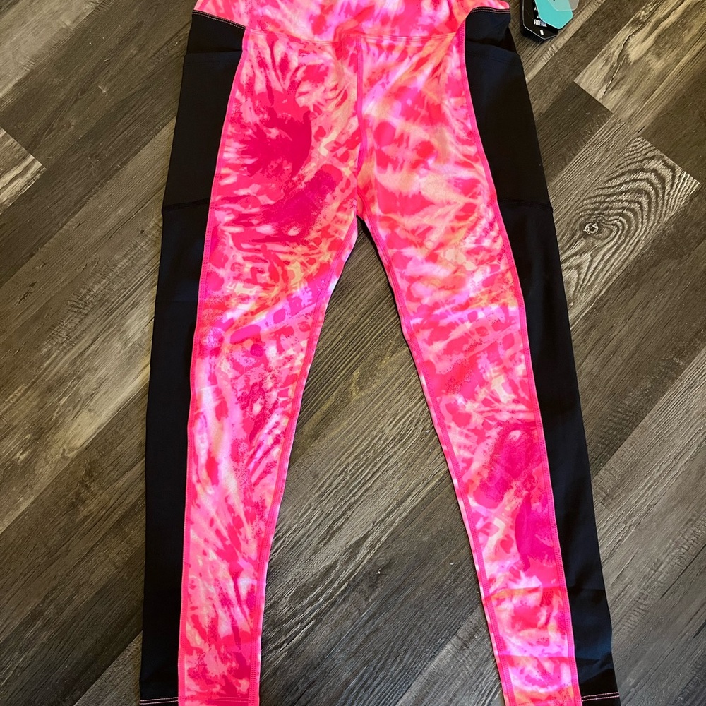 LuLaRoe Pink and Black Tie-Dye Leggings